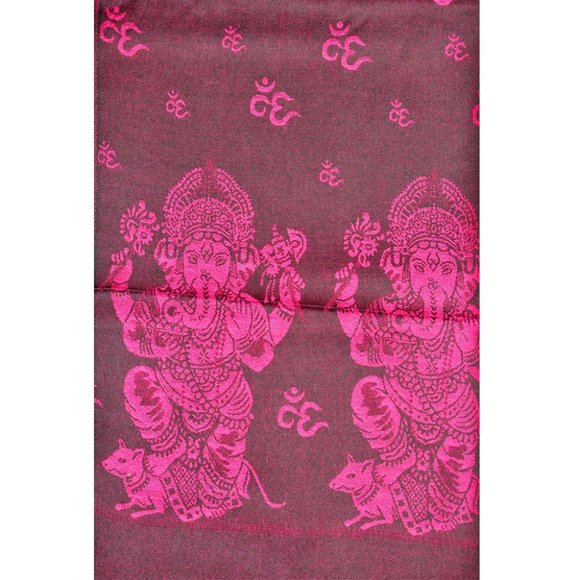 Reversible Scarf Pattern Ganesha Print Shawl - Picture 2 of 3